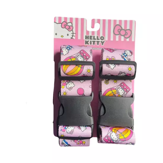 New Sanrio HELLO KITTY Luggage Straps Travel Suitcase Set of 2 (Up To 75”)