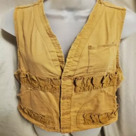 Vintage 1950s Red Head Tan Fishing Hunting Vest Made in USA Size Small