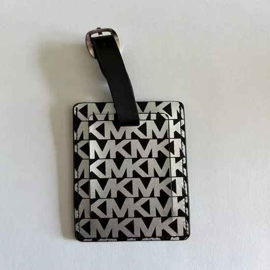 NEW MICHAEL KORS LUGGAGE TAG BLACK W/ SILVER LOGO