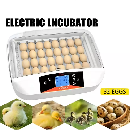 32 Egg Incubator Fully Automatic Digital Turning Chicken Duck Poultry Hatcher