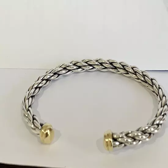 DAVID YURMAN 18K GOLD SS WHEAT MENS CABLE BRACELET.