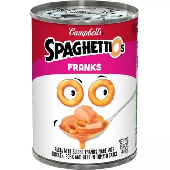 Spaghetti-O’s Spaghettios with Franks Hot Dogs DISCONTINUED BB 7/20/24, 2 Cans