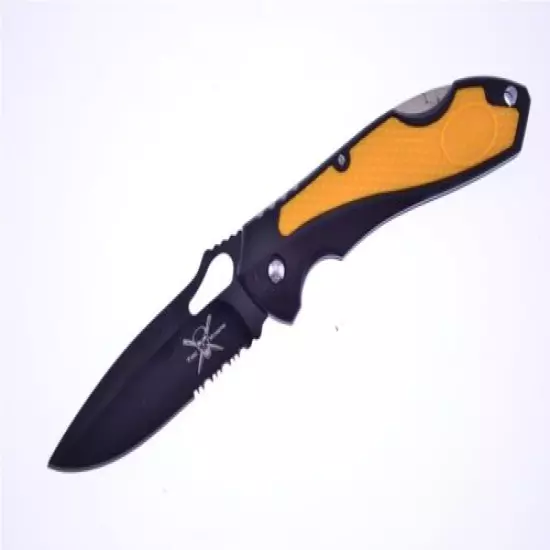 NEW Tac Xtreme Knife TX-089N 3" Blade Folding Lock Back Yellow Handle Plastic