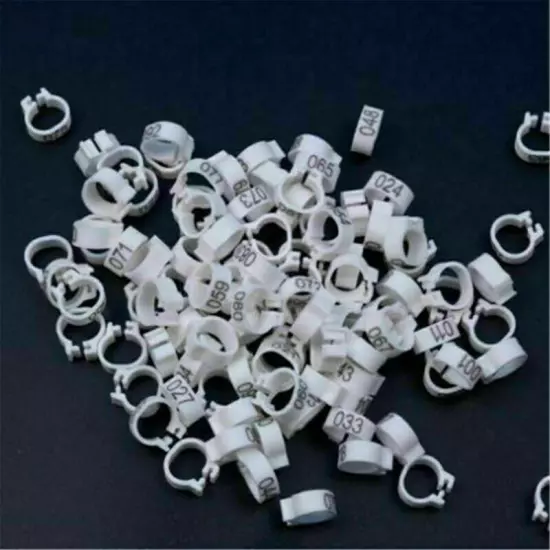 100PCS Bird Rings Leg Foot Bands For Pigeon Parrot Clip Rings Number 1-100