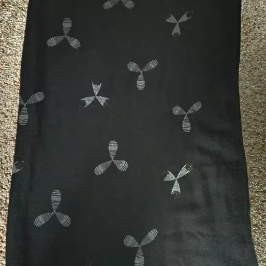 Black and grey printed cotton Scarf