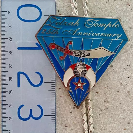 Zelzah Temple Masonic Shriner Bolo Tie 25th Anniversary Las Vegas NV Vintage