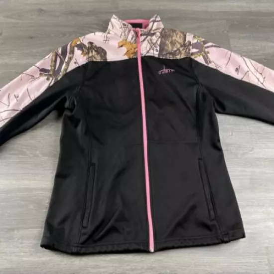 HABIT Full Zip Up Mock Neck Black Camo Softshell Jacket Women's Size Large