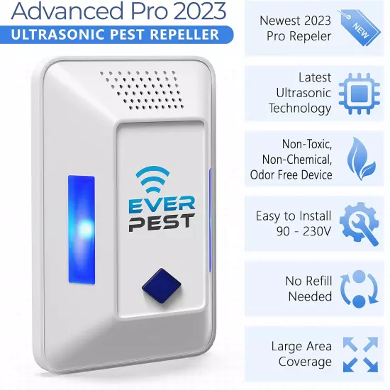 Ultrasonic Pest Control Repeller - Repel Rodents, Ants, Cockroaches Get Rid, Bed