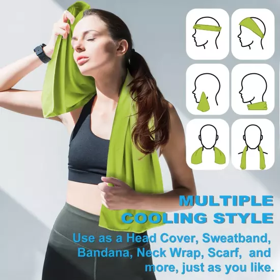 Cooling Towels 43.3" x 15.7" Green - Ice Towel, Sweat Towel, Cooling Towels f...