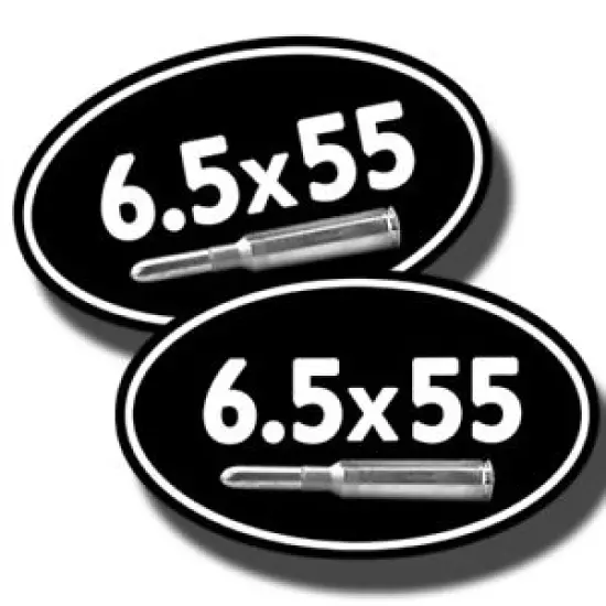 6.5x55 Ammo Can Stickers Ammunition Gun Case Labels OVAL Decal 2 pack 5"x3" 