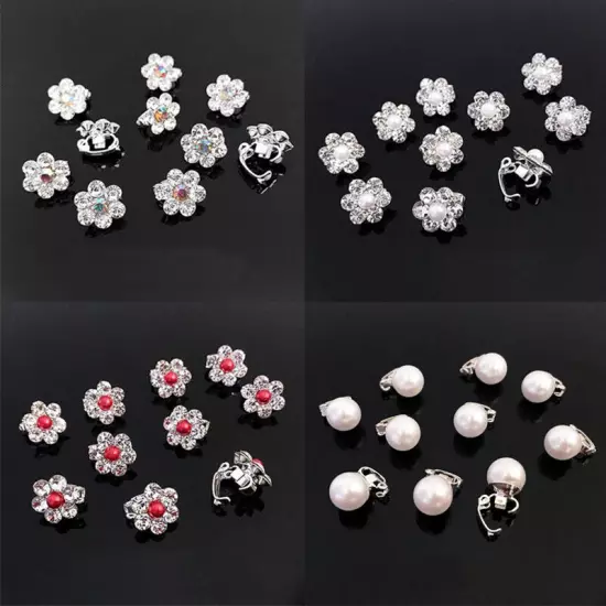 10PC Mini Claw Clamp Sweet Girls Hair Clip Metal Rhinestone Crystal Flower WOMEN