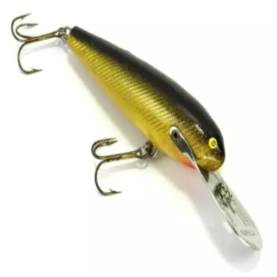 Nice Rapala Deep Diver 90 Vintage Metal Lip Balsa Wood Diving Crankbait, Gold