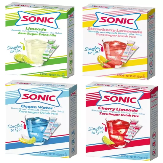 Sonic singles to Go! Drink Mix Variety Pack - Sonic Limeade, Ocean Water, Cherry