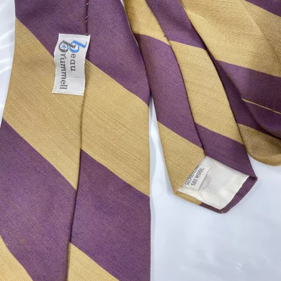 Vintage Beau Brummel Wool Blend Striped Regimental Purple Tie Men's 3.8" x 57"