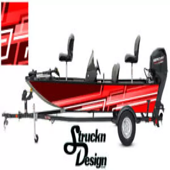 Dark Red Lines Grunge Pontoon Fishing Modern Graphic Bass Boat Vinyl Wrap Decal