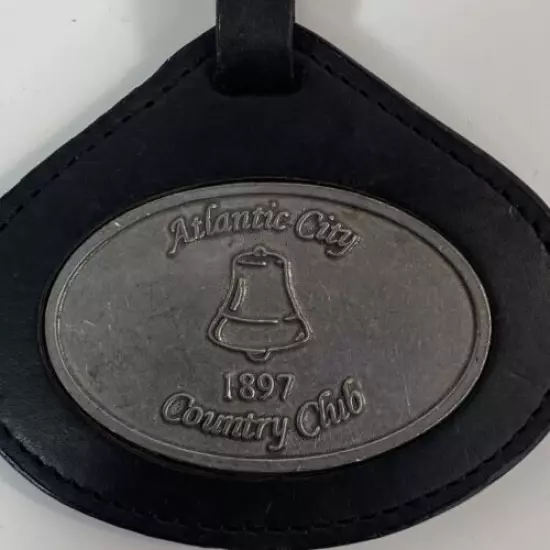 Vintage Atlantic City Country Club Leather Metal Bag Tag CMC Golf Custom Design