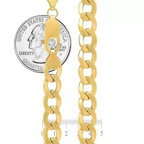 14K Yellow Gold 2-7.5mm Curb Cuban Chain Link Necklace Bracelet Sz 7"-30" Hollow