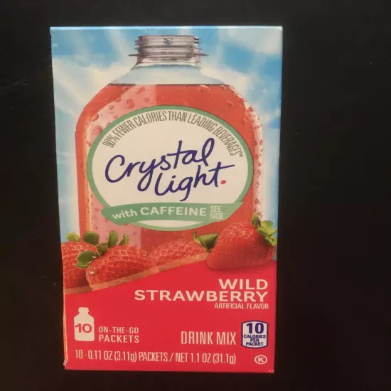 (12) Crystal Light Wild Strawberry With Caffeine Drink Mix On The Go