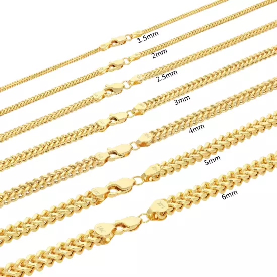 14k Yellow Gold 1.5mm-5mm Franco Box Bracelet Chain Men Women 7" 7.5" 8" 8.5" 9"