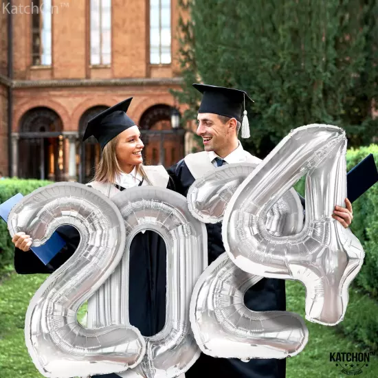 , Silver 2024 Balloons Graduation - Huge, 42 Inch | 2024 Silver Balloons | Gr...