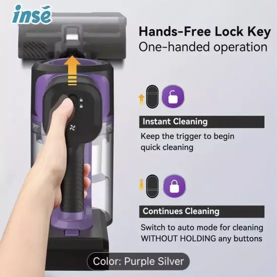 INSE S10 Cordless Vacuum For Pet Hair Power Saving with 26Kpa Powerful Suction