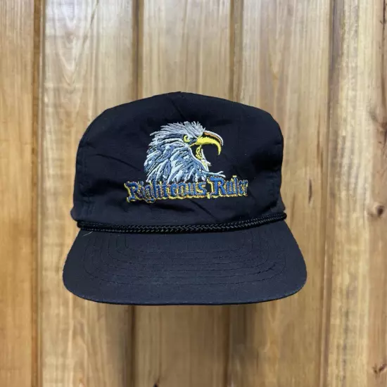 Vintage Righteous Ruler Eagle Biker 90s Snapback hat cap black motorcycle