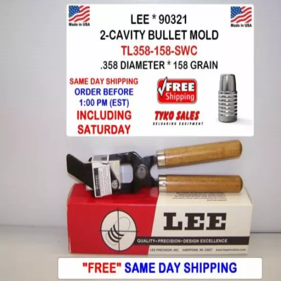 LEE 90321 * LEE 2-CAVITY MOLD TL358-158-SWC * .358 DIA * 158 GR * 90321