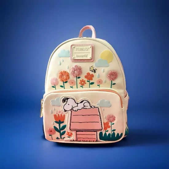 Loungefly Peanuts Snoopy Doghouse Floral Mini Backpack.