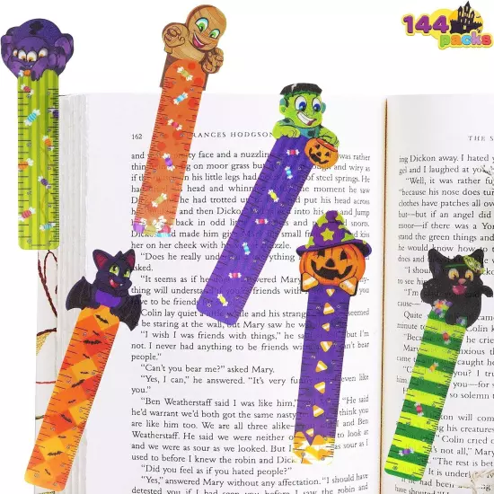 JOYIN 144 PCs Halloween Bookmark Rulers Party Favor Pack (6 Designs) Multi 