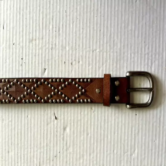 WESTERN Nocona DETAILED Diamond Stud Pattern Leather Belt Size 40