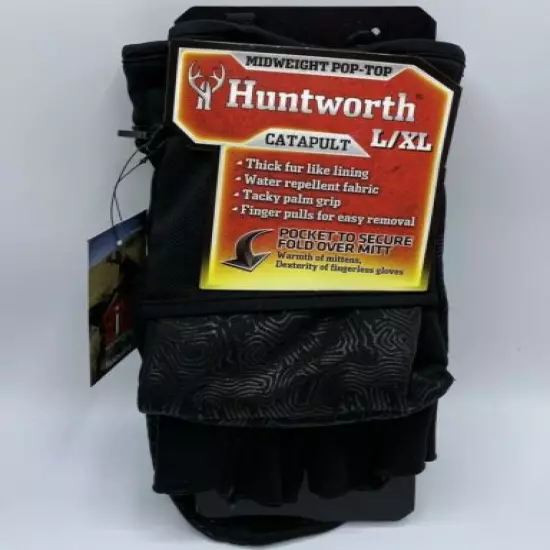 Huntworth Catapult L/XL Midweight Pop-Top Hunting Gloves Thick-Fur Like Lining