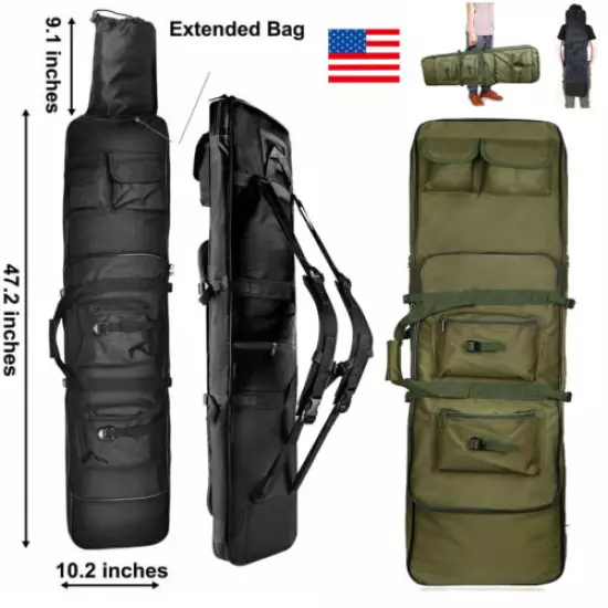 47" Tactical Carbine Rifle Range Gun Carry Case Double Padded Backpack Molle Bag