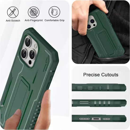 iPhone 15 Pro Max Case, with [Built-in Screen Protector] [Kickstand] ORETECH