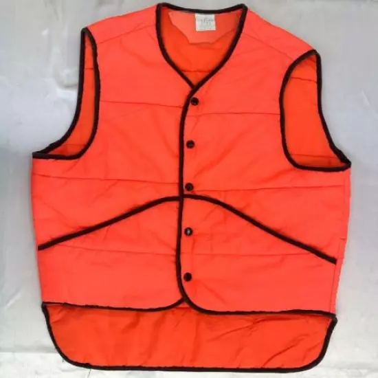 Ideal Products Mens Large Hunting Vest Blaze Orange Snaps Pockets USA-Made Vtg