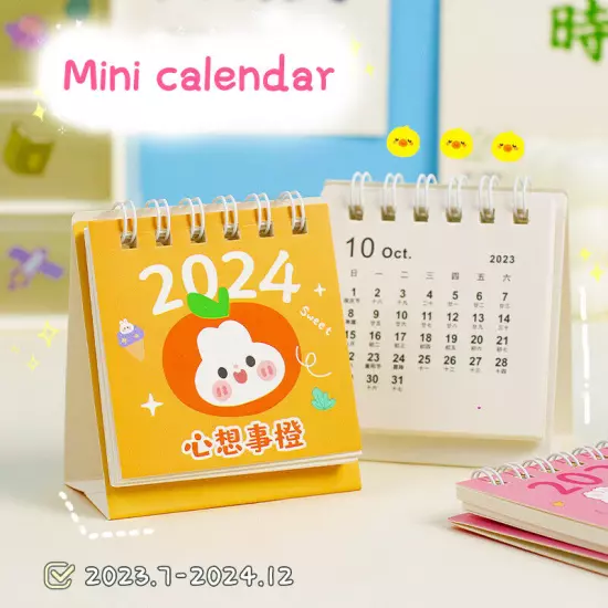 2024 Calendar Delicate Cute Refreshing Mini Desktop Notepad Coil Calendar BoJO