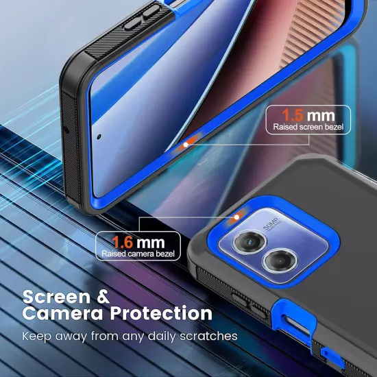 For Motorola Moto G Play 2023 2024 Case Phone Cover Shockproof + Tempered Glass