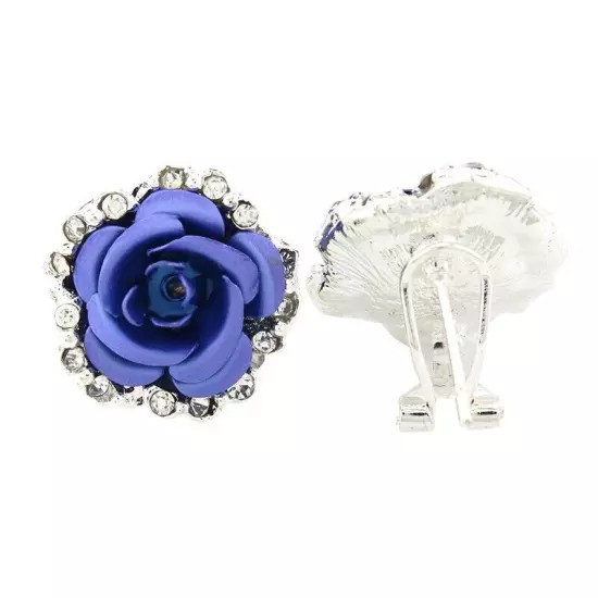 Ladies Charm Rose Crystal Shinny mond Stud Earrings Fashion Womens Jewellery