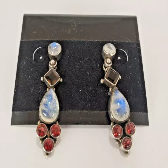 Nicky Butler Sterling Silver Moonstone Orange and Smoky Earrings NB 925 India