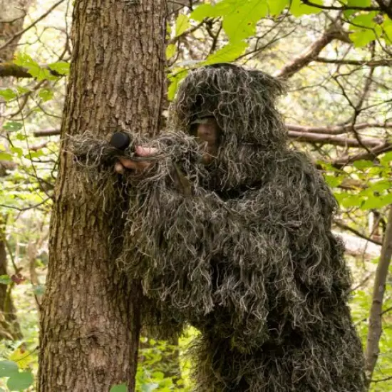 New Ghillie Suit XL/XXL Camo Woodland Camouflage Forest Hunting 4-Piece + Bag