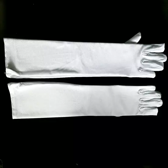 WHITE Long Gloves Opera Wedding Bridal Evening Party Prom Costume Glove Spandex