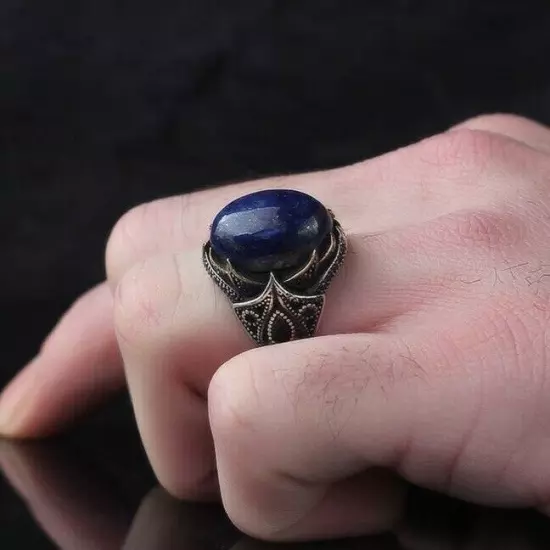 Lapis Stone 925 Sterling Silver Men's Ring Silver Men's Jewelry Ring Turkish