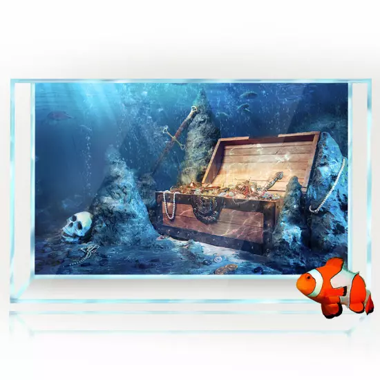 Aquarium Background Sticker, Treasure Pirates Fish Tank Decorations Poster