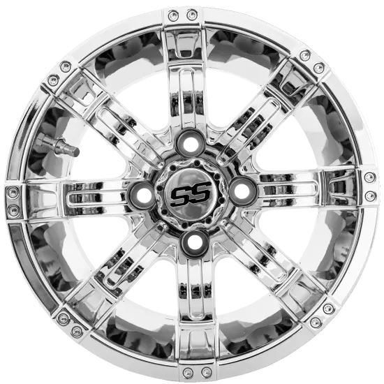 Set of 4 GTW 12" Tempest Chrome Golf Cart Wheels on 20.5" Fusion Street Tires