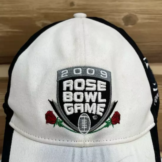 Rose Bowl Game 2009 Fitted Hat Cap White Black Logo Outdoors Casual Adj Mens