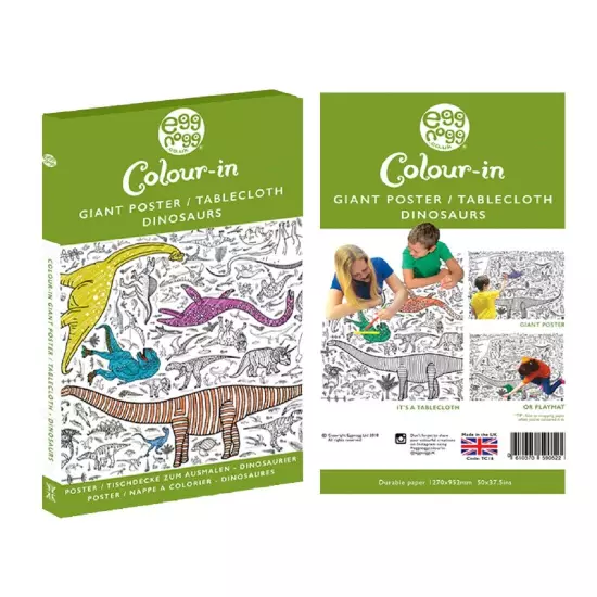 EggNogg Colour In Giant Poster / Tablecloth ~ Childrens Party Unicorns Dinosaurs