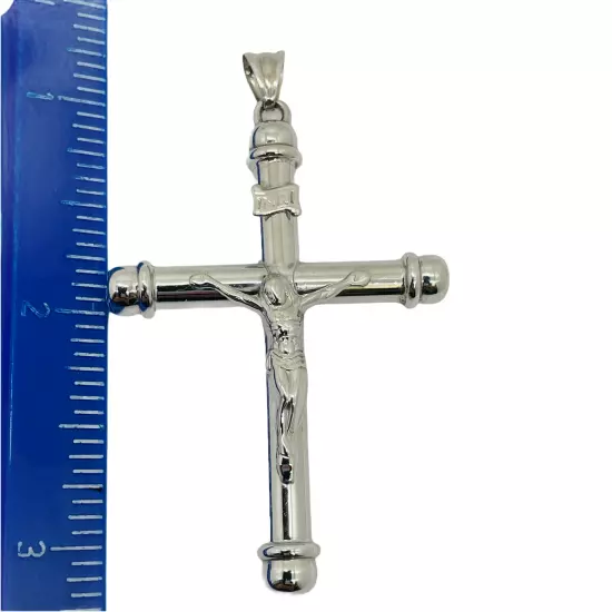 14k White Gold Large Hollow Crucifix Cross Pendant 8.46 grams LA0742