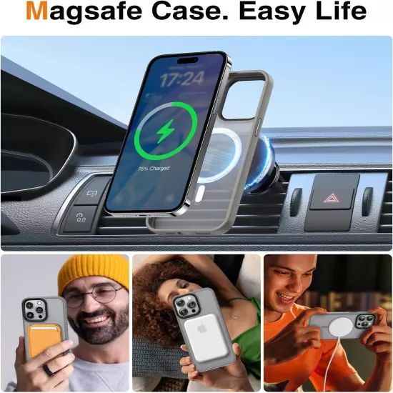 For iPhone 16 15 14 Plus 13 12 11 Pro Max Frosted Case Mag Safe Shockproof Cover