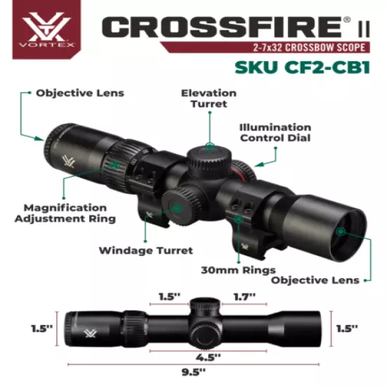 Vortex Optics Crossfire II 2-7x32 Crossbow Scope Kit and Hat Camo Digital Bundle