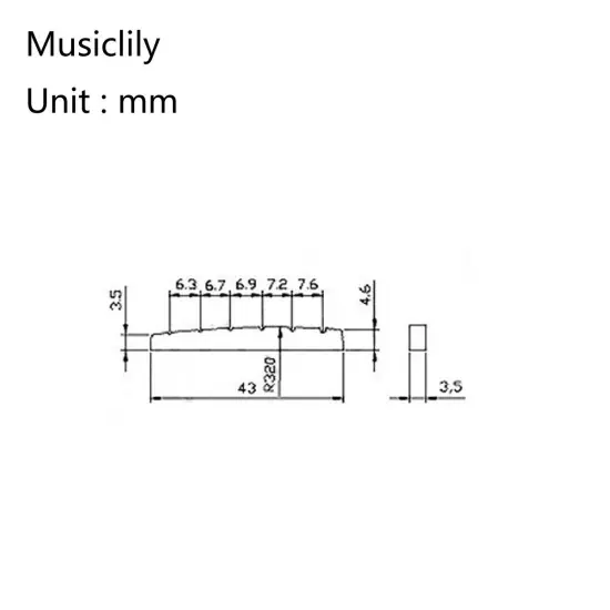 Musiclily Pro 2Pcs Black Slotted 43mm Nuts Flat For 6 String Strat Tele Guitar