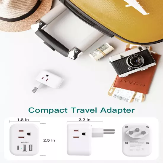 Switzerland Travel Plug Adapter, Swiss Outlet Adapter with 3 Outlets 3 USB Charg